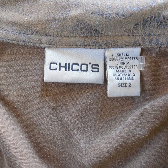 CHICO'S Top L Sz 2 Tan Animal Print Moto Jacket Zip Up Front Soft Distressed - Picture 11 of 11